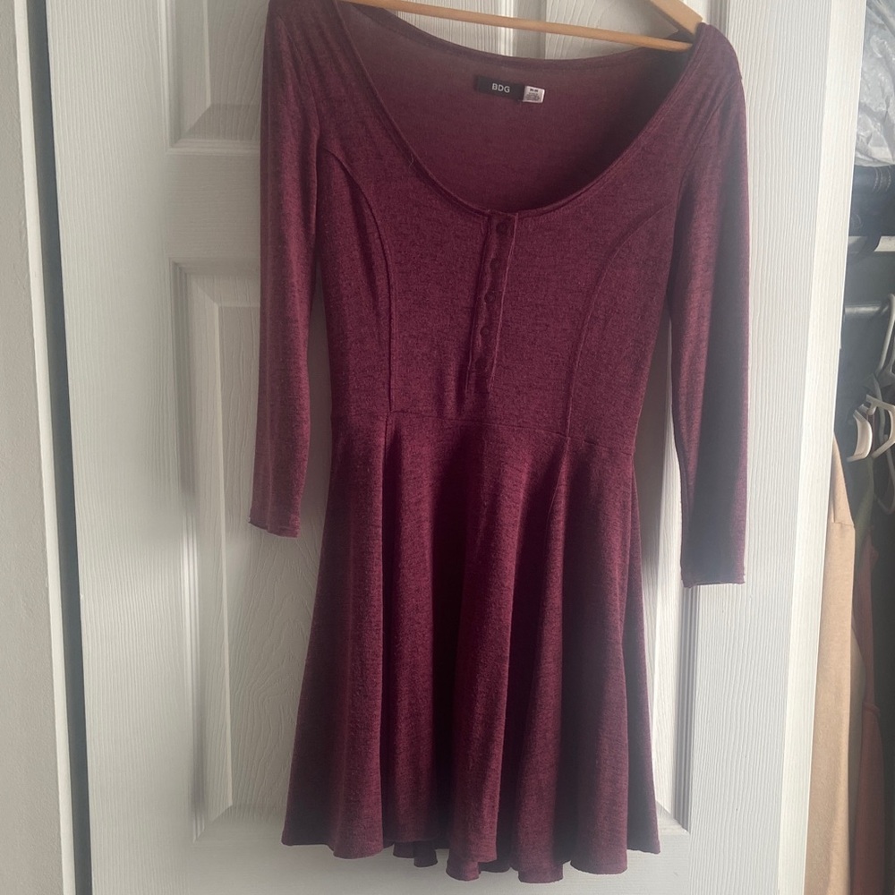 Urban Outfitters BDG Burgundy Long Sleeve Dress